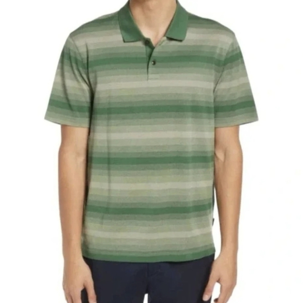 Ted Baker Omeath SS Striped Polo Striped Green Size 3 (US M) Gorgeous!